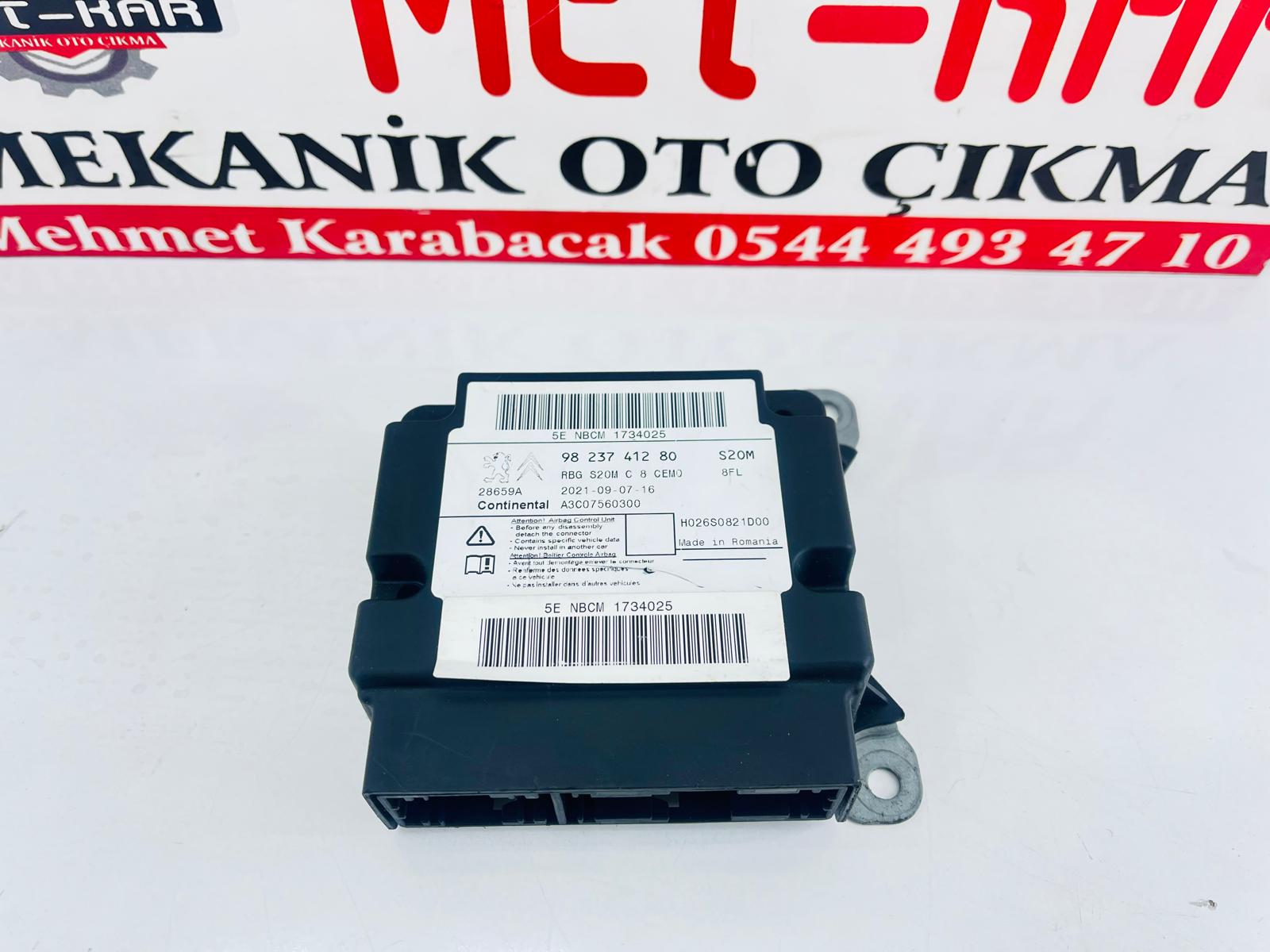 PEUGEOT 3008 ,  CITROEN BERLİNGO  AIRBAG BEYNİ , HAVA YASTIĞI KONTROL ÜNİTESİ  ,  98 237 412 80  ,  A3C07560300  ,  9823741280